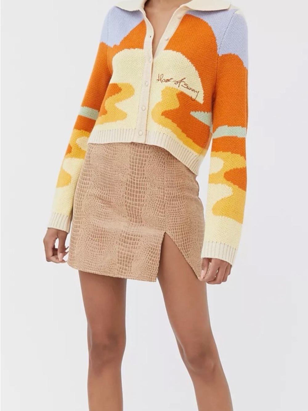 House of Sunny Cropped Knit Cardigan, US 4
